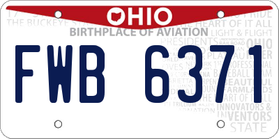 OH license plate FWB6371