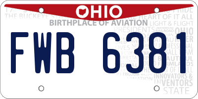 OH license plate FWB6381