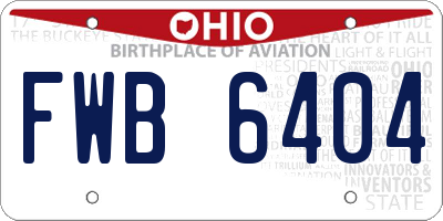 OH license plate FWB6404