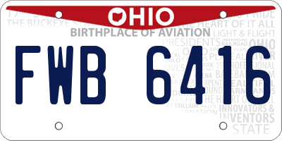 OH license plate FWB6416