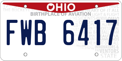 OH license plate FWB6417