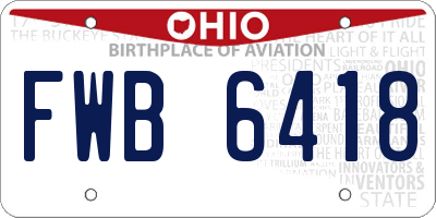 OH license plate FWB6418