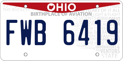 OH license plate FWB6419