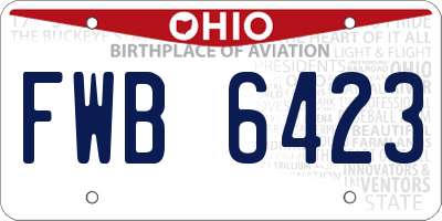 OH license plate FWB6423