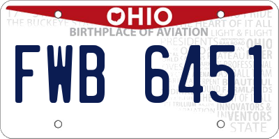 OH license plate FWB6451