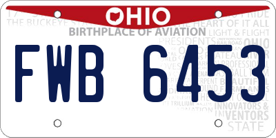 OH license plate FWB6453