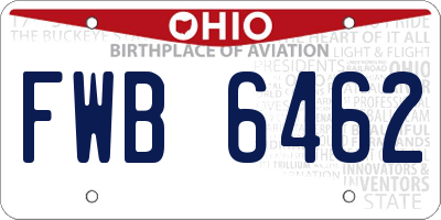 OH license plate FWB6462