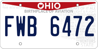 OH license plate FWB6472
