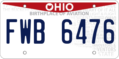 OH license plate FWB6476