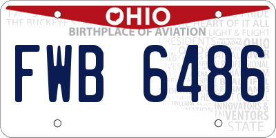 OH license plate FWB6486