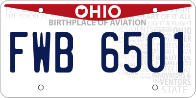 OH license plate FWB6501
