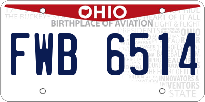 OH license plate FWB6514