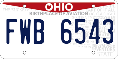 OH license plate FWB6543