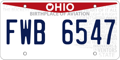 OH license plate FWB6547