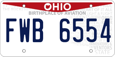OH license plate FWB6554
