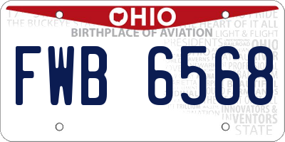OH license plate FWB6568