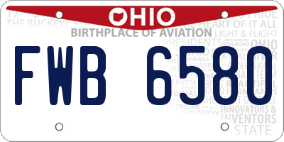 OH license plate FWB6580