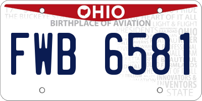 OH license plate FWB6581