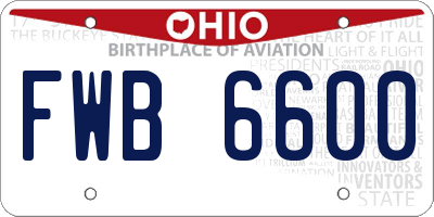 OH license plate FWB6600