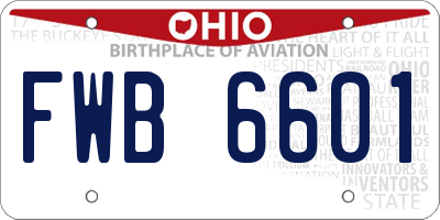 OH license plate FWB6601