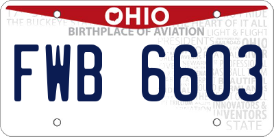 OH license plate FWB6603