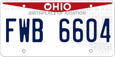 OH license plate FWB6604