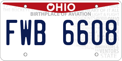 OH license plate FWB6608