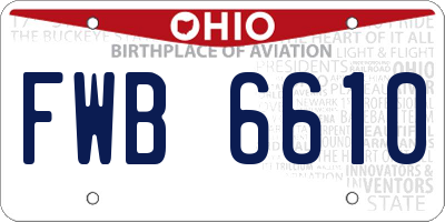 OH license plate FWB6610