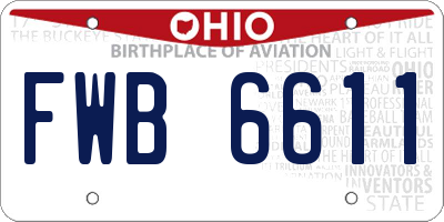 OH license plate FWB6611