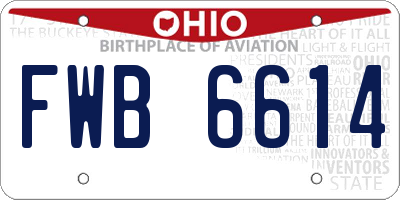 OH license plate FWB6614