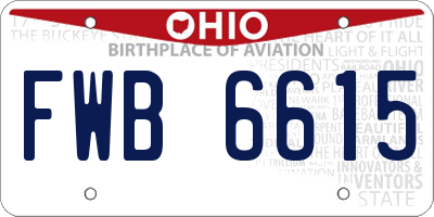 OH license plate FWB6615