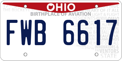 OH license plate FWB6617