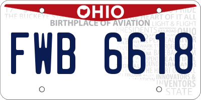 OH license plate FWB6618