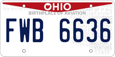 OH license plate FWB6636