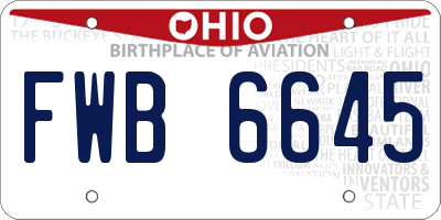 OH license plate FWB6645