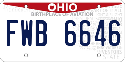OH license plate FWB6646