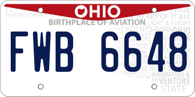 OH license plate FWB6648