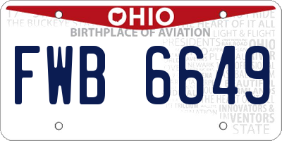 OH license plate FWB6649