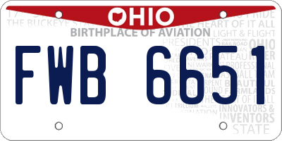 OH license plate FWB6651