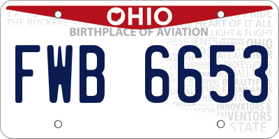 OH license plate FWB6653