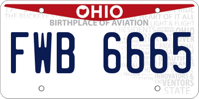 OH license plate FWB6665