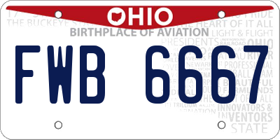 OH license plate FWB6667