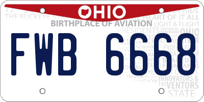 OH license plate FWB6668