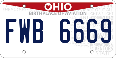 OH license plate FWB6669