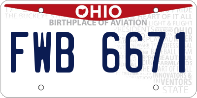 OH license plate FWB6671
