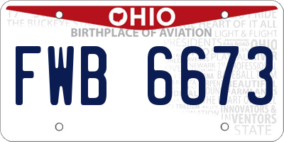 OH license plate FWB6673