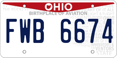 OH license plate FWB6674