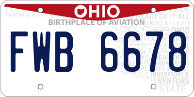 OH license plate FWB6678
