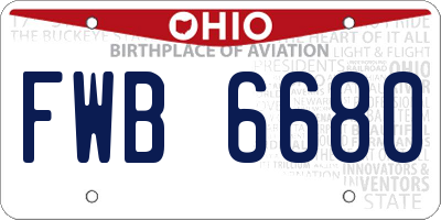 OH license plate FWB6680