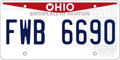OH license plate FWB6690